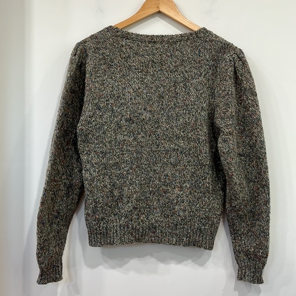 One Step Ahead Wool Knitted Cardigan V Neck Grey Green Orange M - Picture 7 of 10